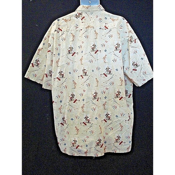 The Saturday Evening Post Shirt Button Up Camp Golf Novelty Print Tan Size 2XLT - Picture 4 of 5
